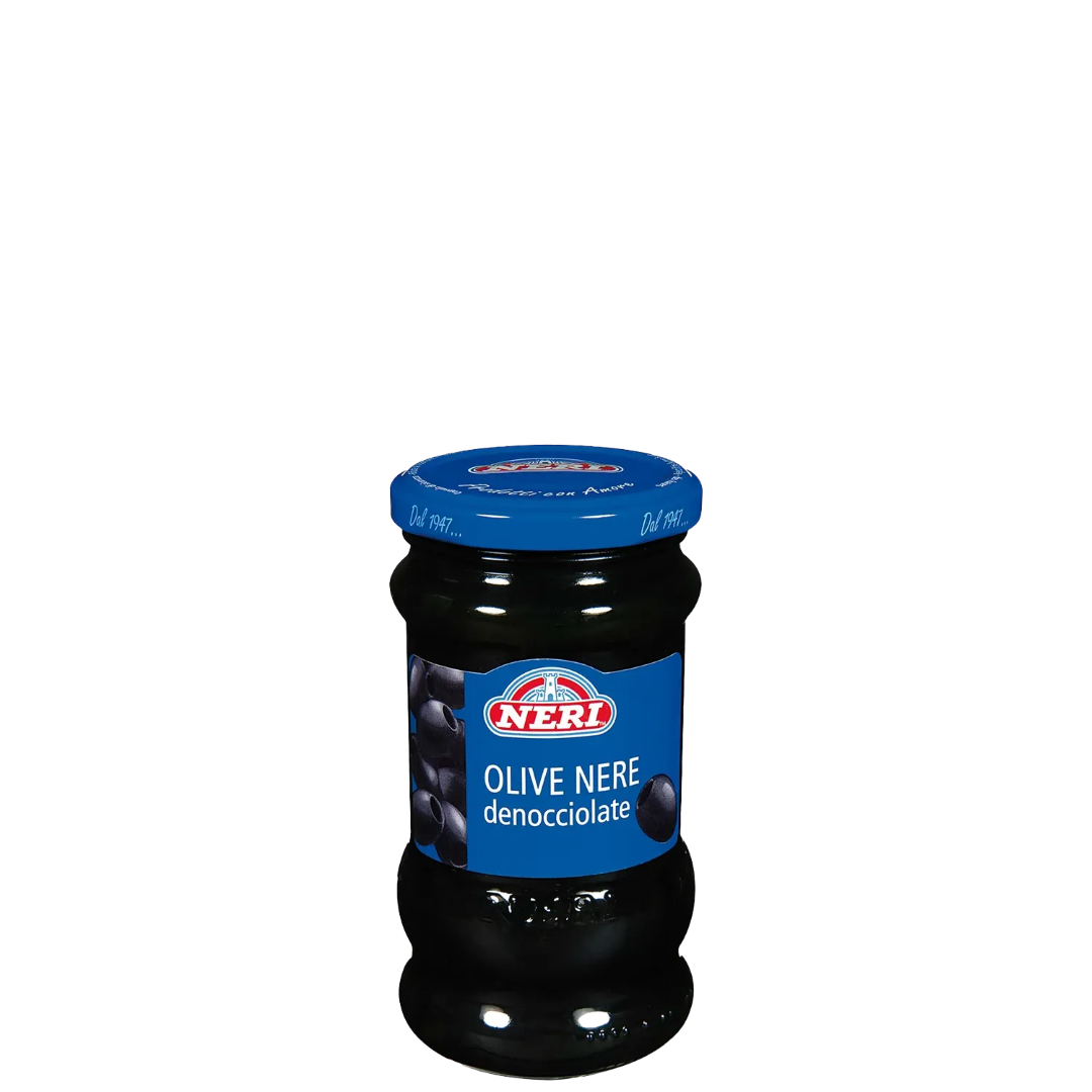 NERI BLACK PITTED OLIVES 300G